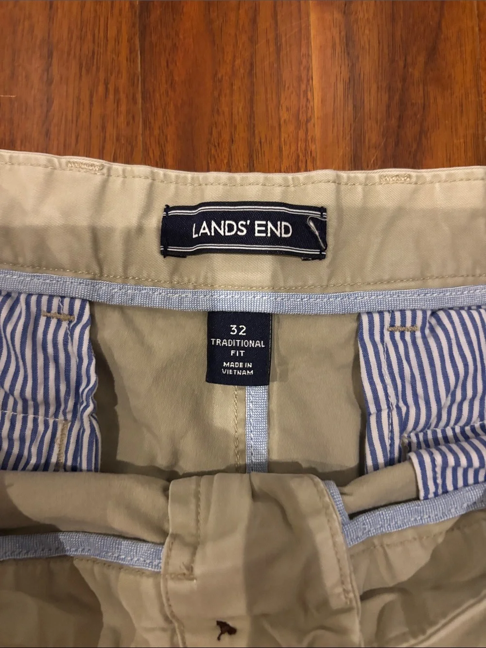 Lands' End Men's Light Tan Flat-Front Chino Shorts